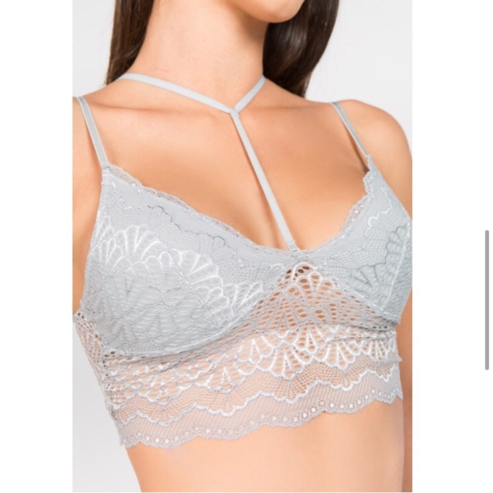 Anemone Longline Lace Bralette in Light pink